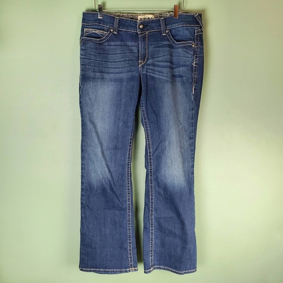 Ariat R.E.A.L Denim Womens Spitfire Mid Rise Boot Cut Riding Jeans Size 33L Long - Picture 1 of 10